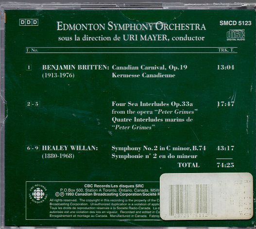 Britten: Canadian Carnival, Op. 19 Four Sea Interludes, Op. 33a / Willan: Symphony No. 2 In C Minorの画像2