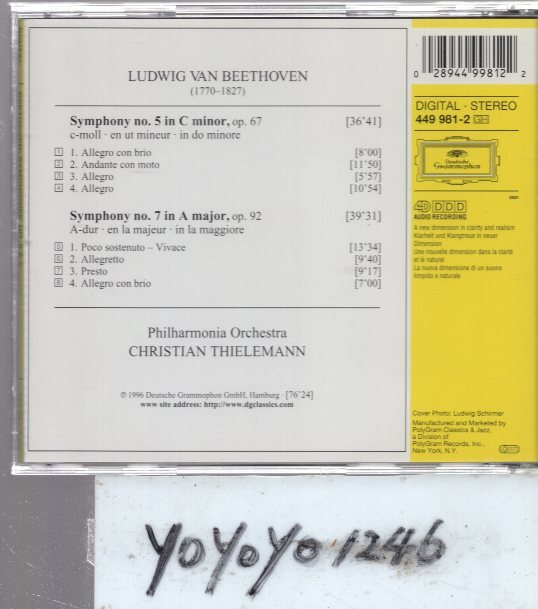 yo553 ベートーヴェン：交響曲第5番&第7番/ティーレマンの画像2