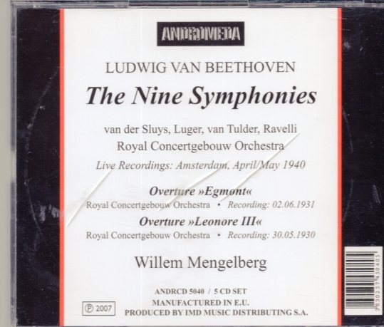 ベートーヴェン交響曲全集（全9曲）/メンゲルベルク指揮【5CD】の画像2