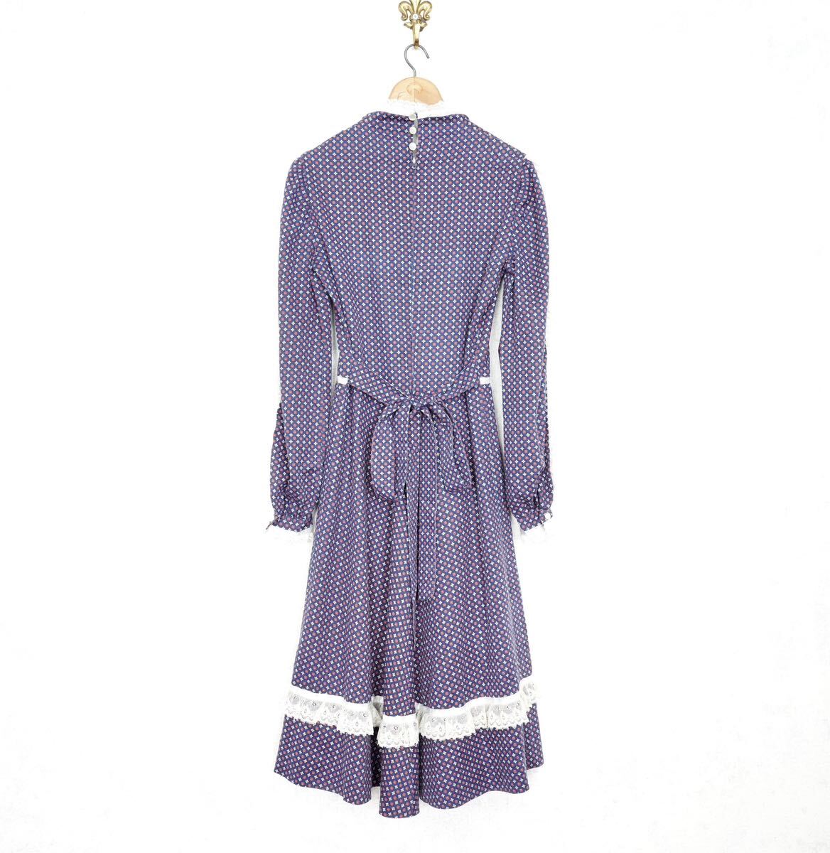 *SPECIAL ITEM* 70's USA VINTAGE FLOWER PATTERNED LACE FRILL DESIGN ONE PIECE/70年代アメリカ古着花柄レースフリルデザインワンピース_画像5