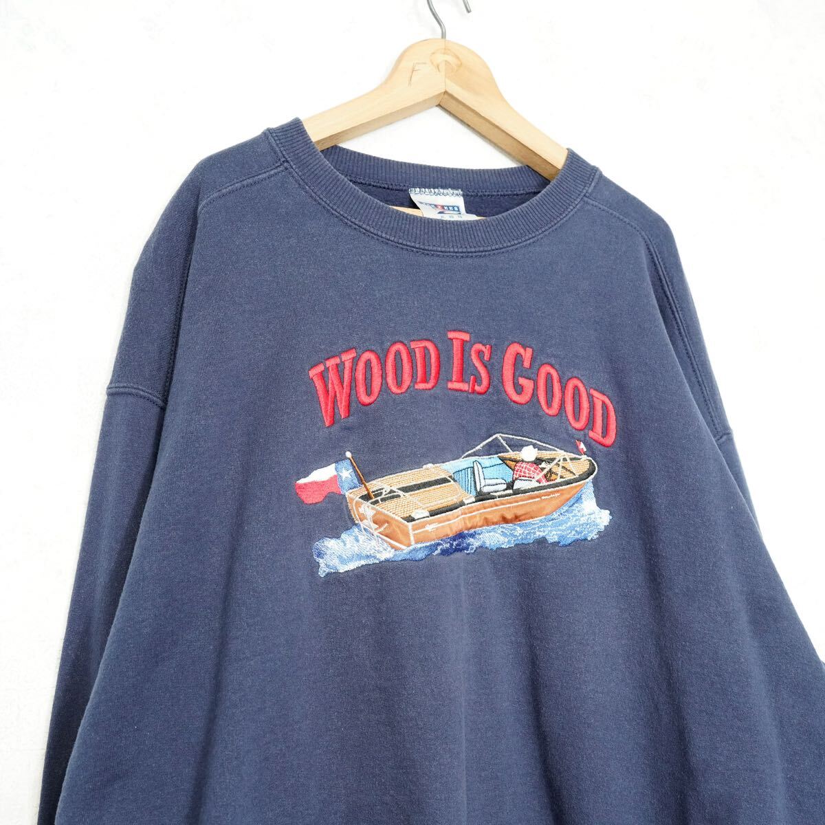 USA VINTAGE JERZEES BOAT EMBROIDERY DESIGN SWEAT SHIRT/アメリカ古着ボート刺繍デザインスウェット
