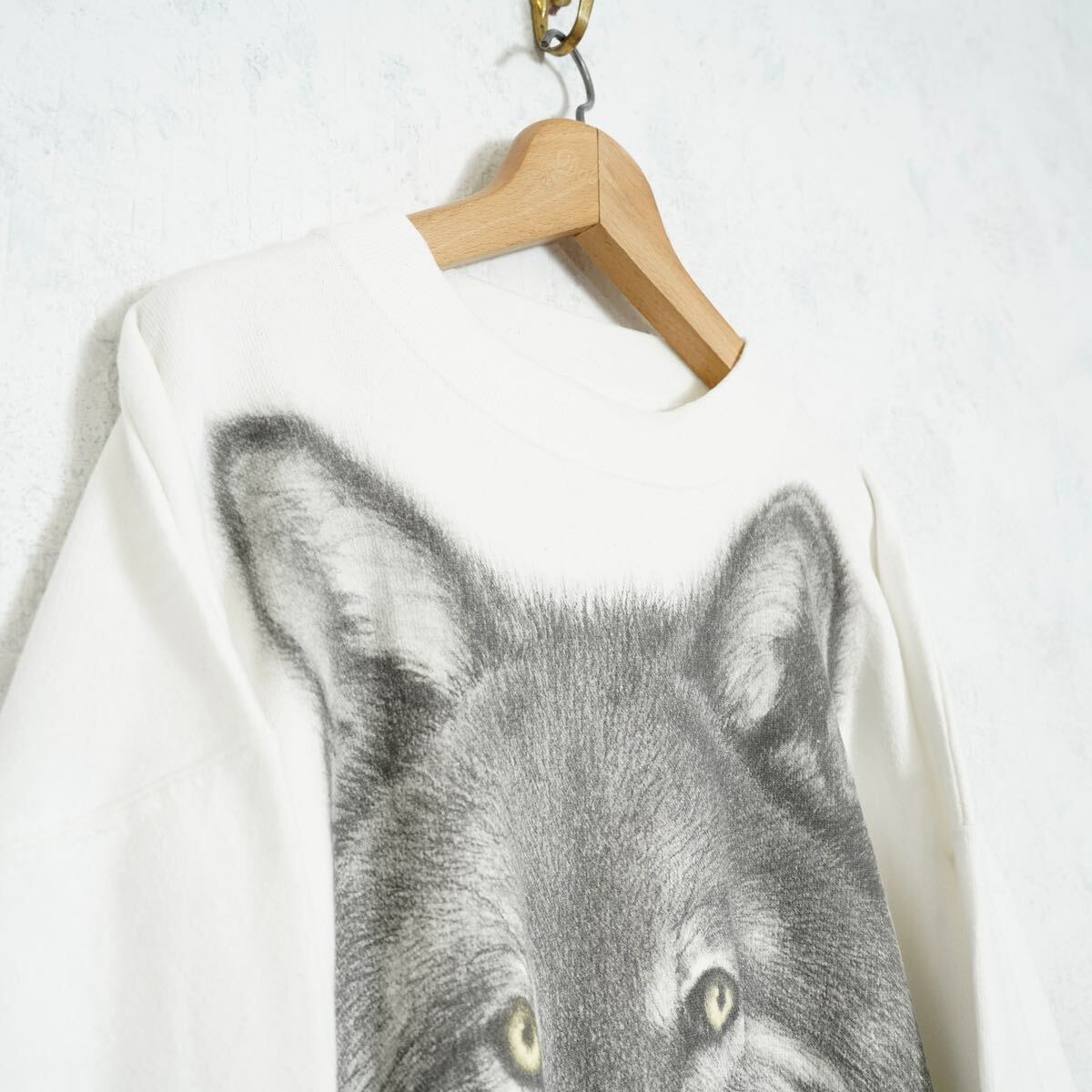 USA VINTAGE TULTEX WOLF PRINT DESIGN SWEAT SHIRT/アメリカ古着オオカミプリントデザインスウェット