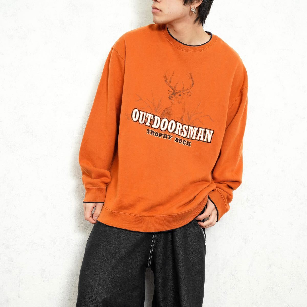 USA VINTAGE Croft&barrow DEER PRINT DESIGN SWEAT SHIRT/アメリカ古着シカプリントデザインスウェット  - トレーナー