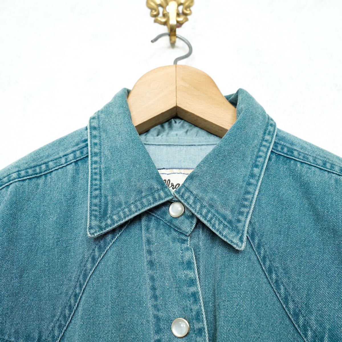 USA VINTAGE Wrangler WOMAN DENIM WESTERN SHIRT/ America old clothes Wrangler Denim we Stan shirt 