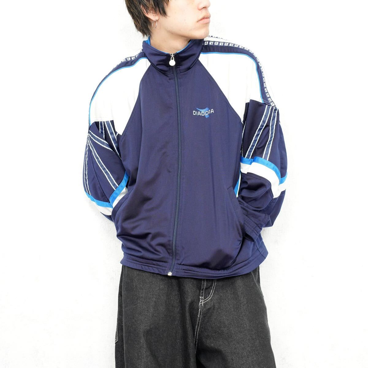 EU VINTAGE diadora LOGO DESIGN TRACK JACKET/ヨーロッパ古着ロゴデザイントラックジャケット_画像1