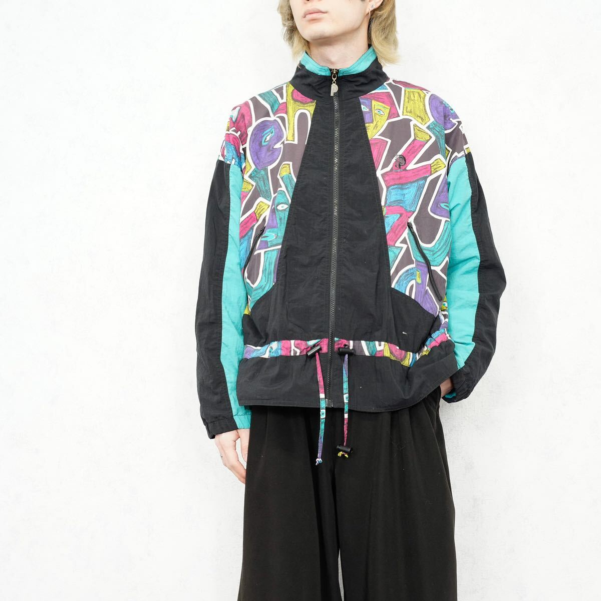 USA VINTAGE ProAce ARTISTIC PATTERNED DESIGN ZIP UP BLOUSON/アメリカ古着アーティスティック柄デザインジップアップブルゾン_画像1