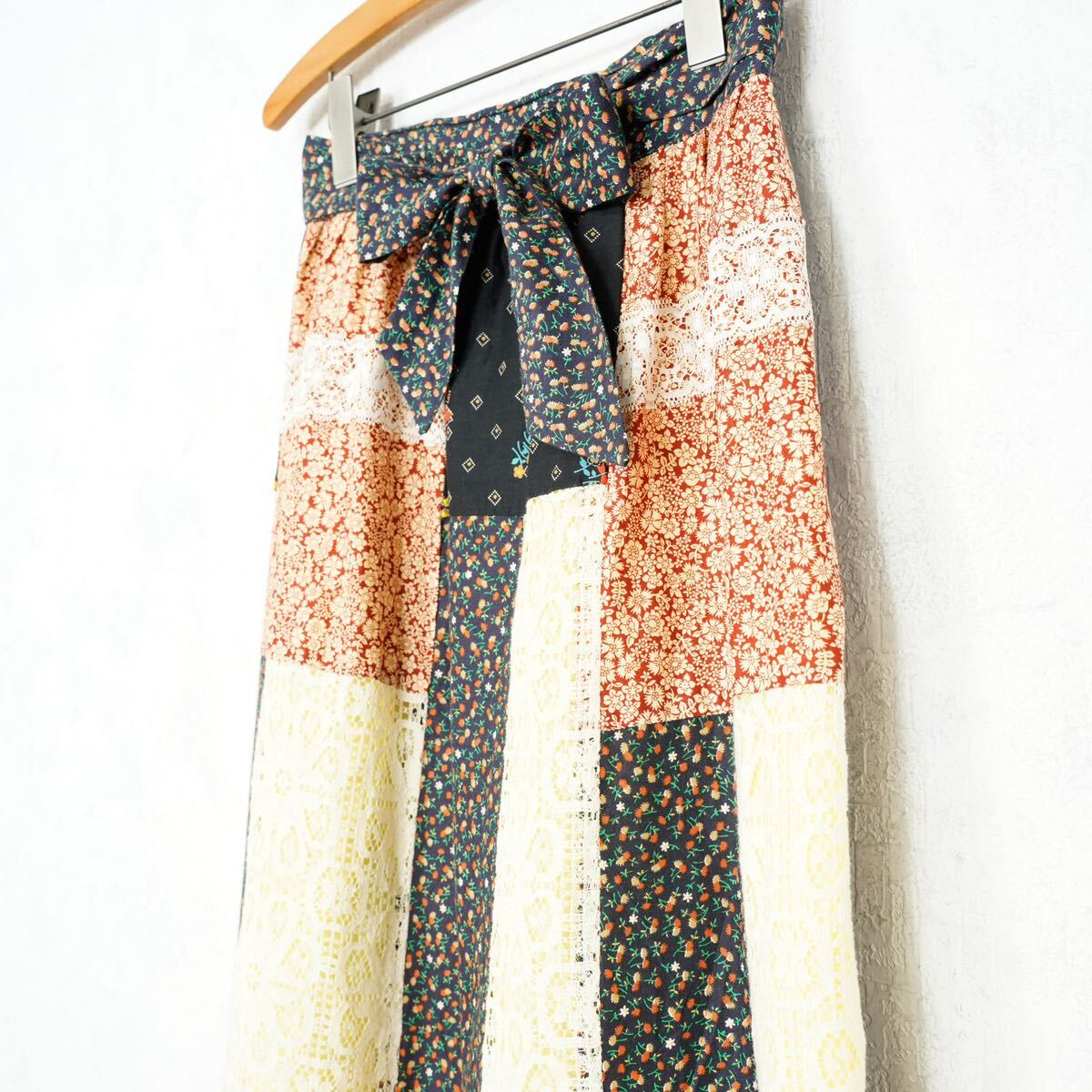 *SPECIAL ITEM* 70's USA VINTAGE LACE PATCHWORK DESIGN LONG SKIRT/70年代アメリカ古着レースパッチワークデザインロングスカート