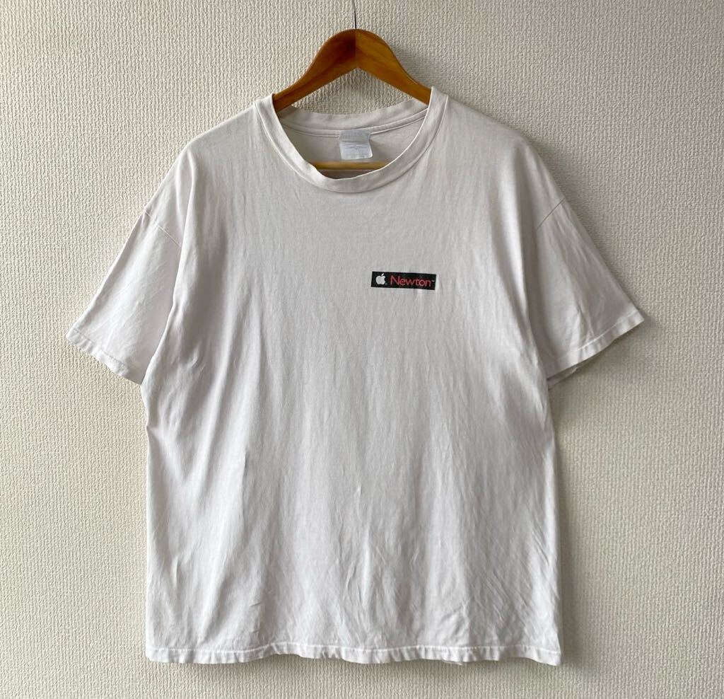 90s USA製 APPLE NEWTON プリント Tシャツ XL ヘインズ アップル ニュートン 企業_画像2