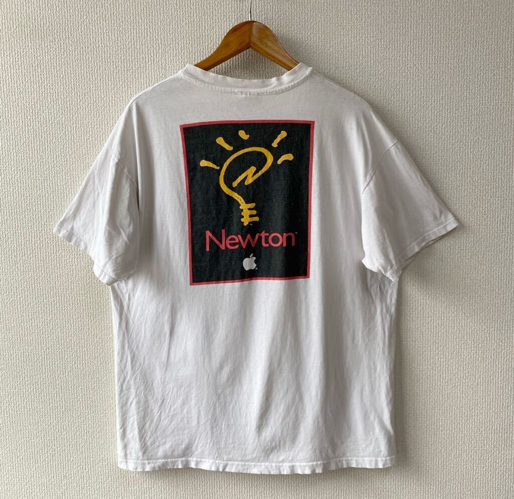 90s USA製 APPLE NEWTON プリント Tシャツ XL ヘインズ アップル ニュートン 企業_画像1