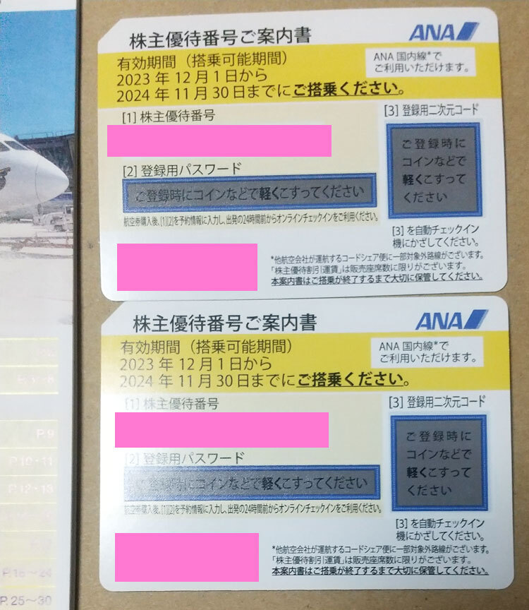 [送料無料]ANA　全日空　株主優待券　2枚セット　2024年11月30日まで_画像1