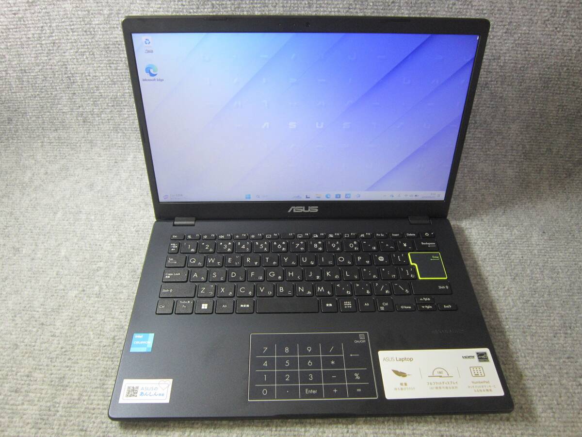 (5083) ASUS エイスース ノートパソコン E410KA-EK207WS Win11Home Celeron N4500 4GB eMMC128GB 14インチの画像1