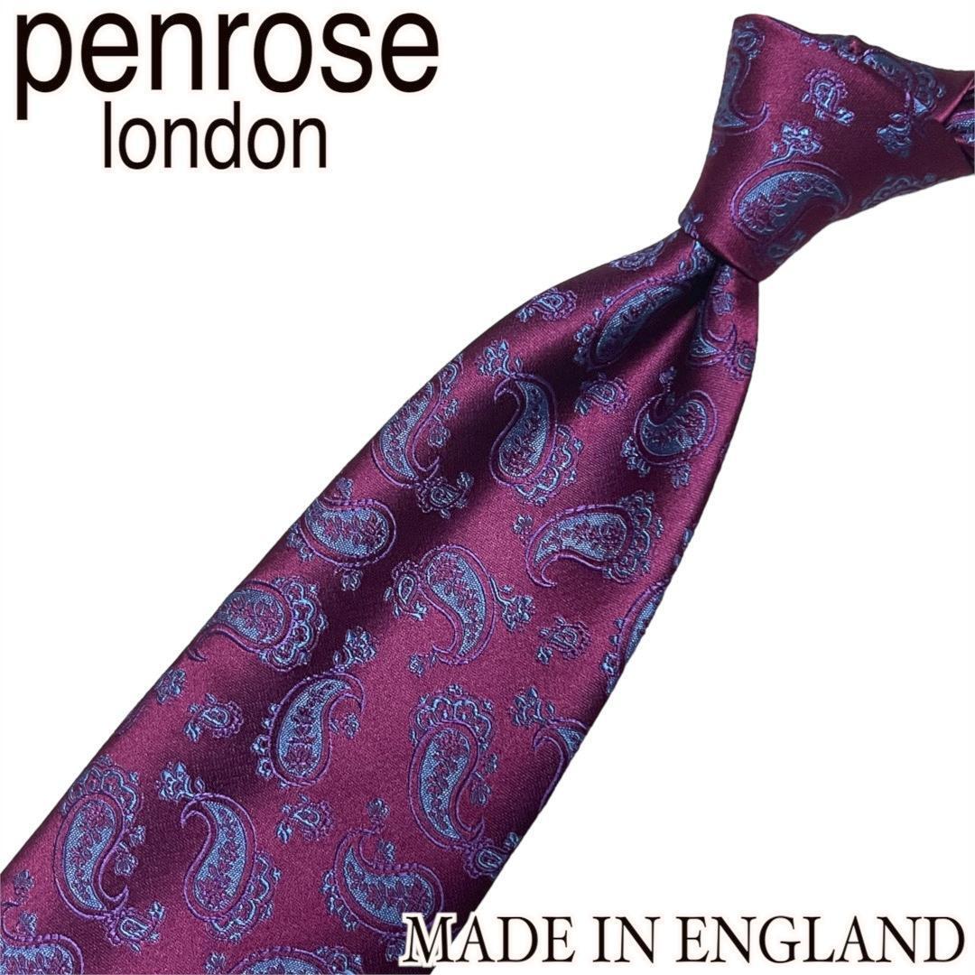 【新品 英国製】PENROSE ペンローズ ネクタイ ペイズリー 総柄 パープル 紫 MADE IN ENGLAND_画像1