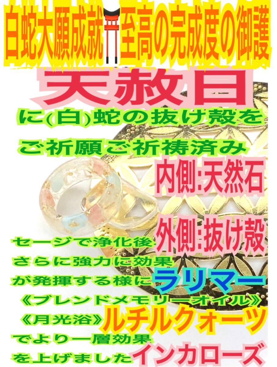 １個≪3号～27号≫指輪お守り【天赦日ご祈祷】メモリーオイル ラリマー インカローズ ルチルクォーツ 御神環 白蛇の抜け殻 脱け殻 財布 26_画像1