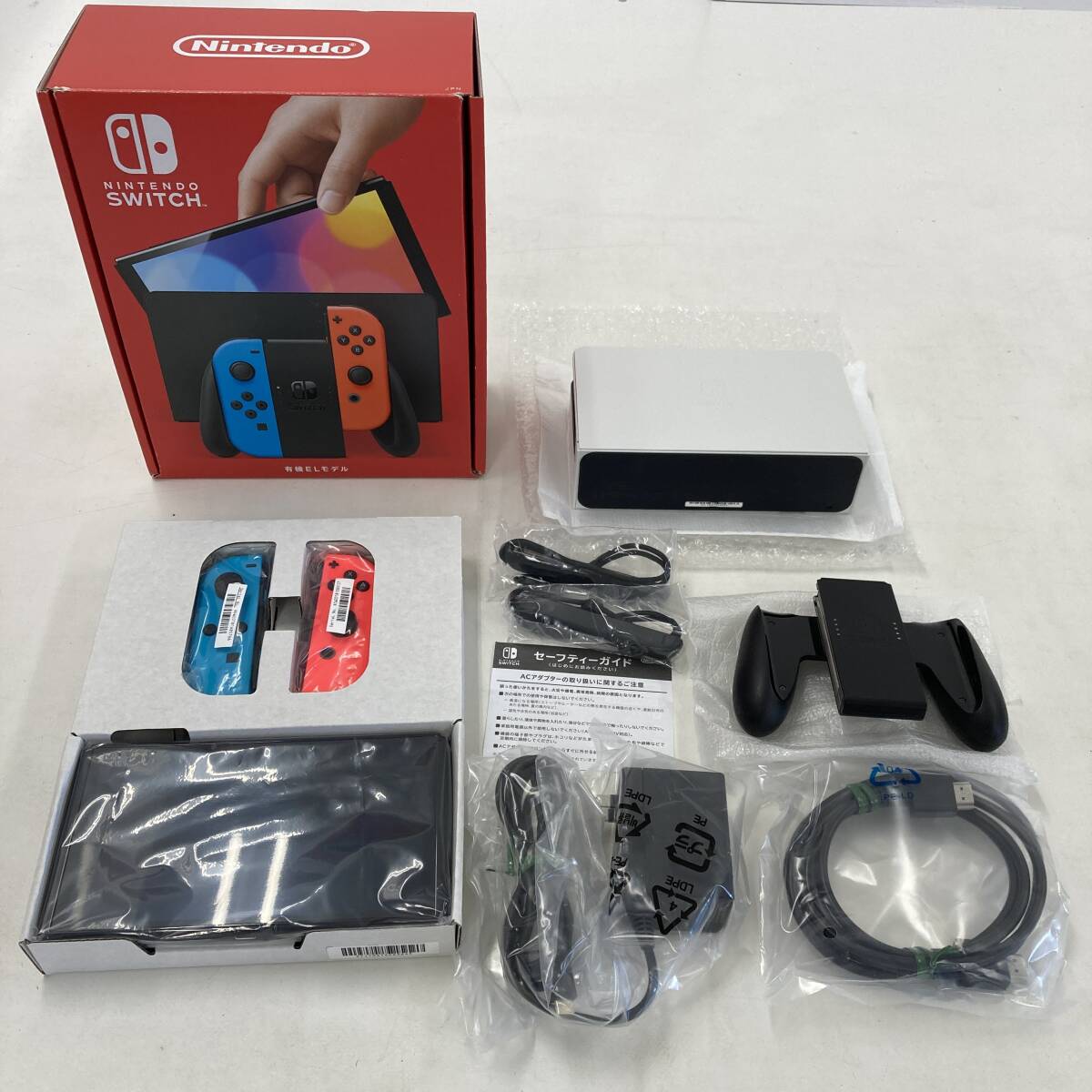 【1円～】 Nintendo Switch ニンテンドースイッチ 有機EL 本体 ネオンブルー ネオンレッド ※箱付き ※動作確認済み 【中古品】の画像2