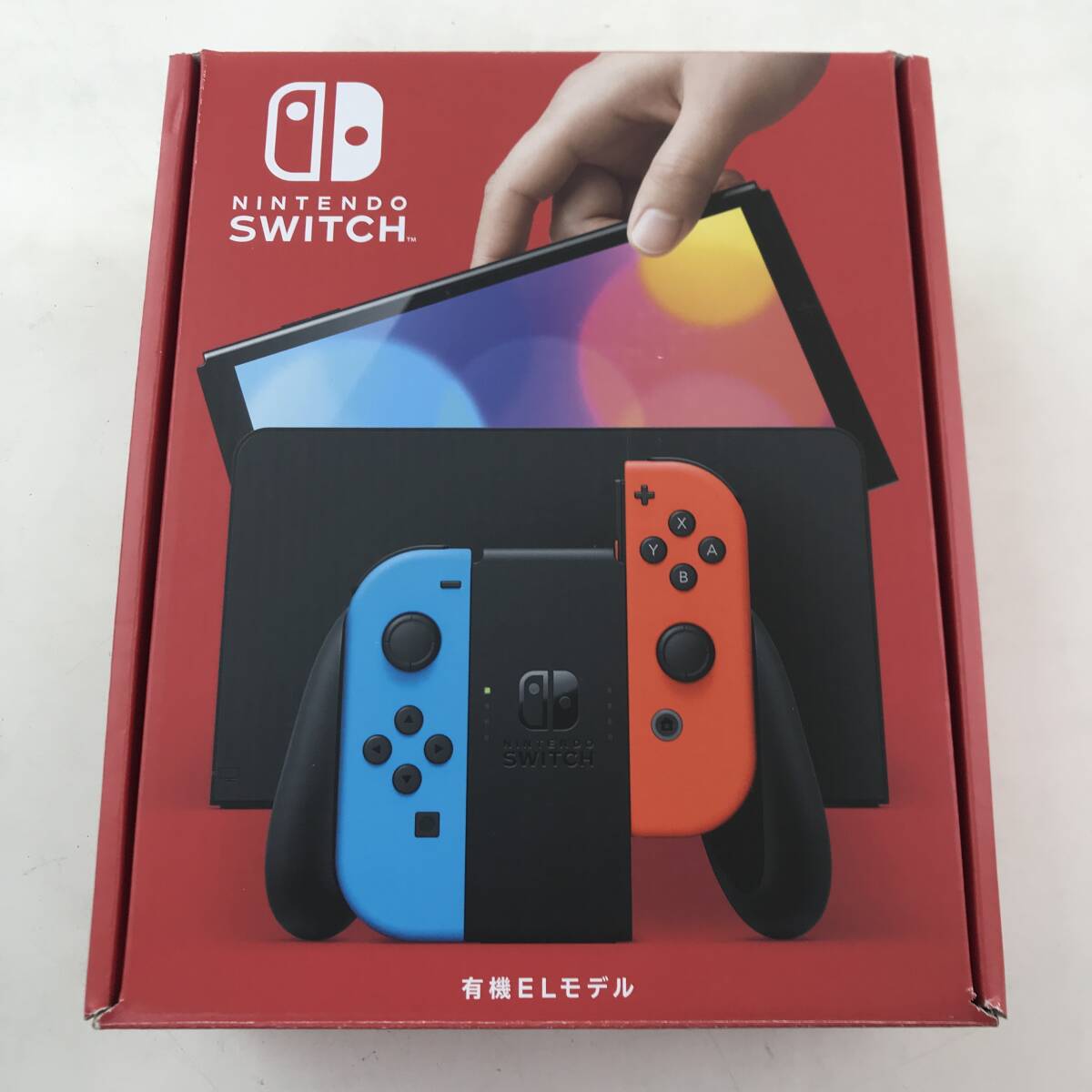 【1円～】Nintendo Switch本体(有機ELモデル) Joy-Con(L)ネオンブルー/(R)ネオンレッド ※動作確認済み【中古品】_画像1