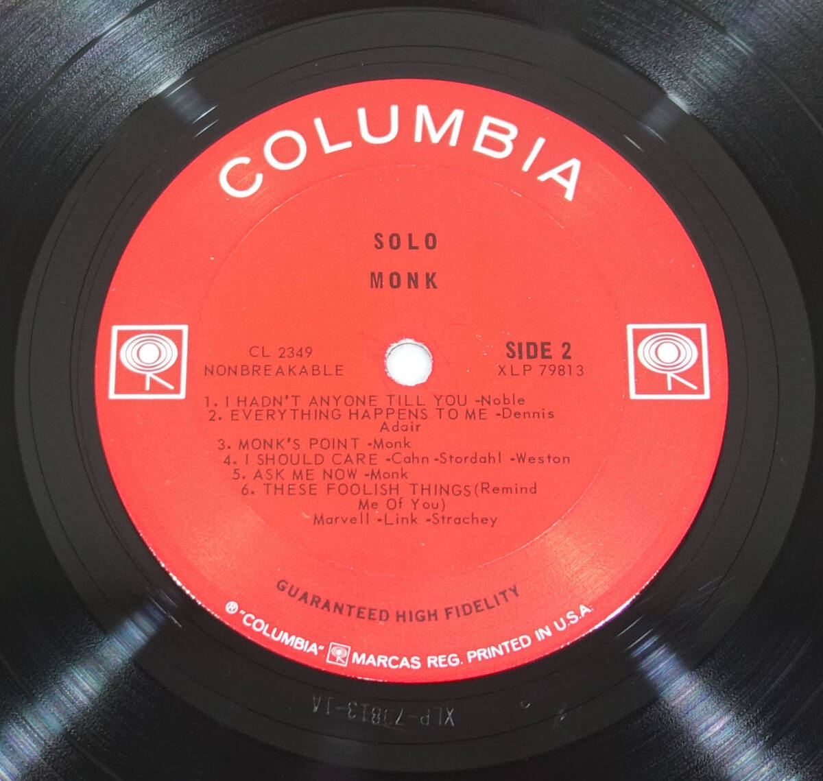 極美盤! US Columbia MONO CL 2349 オリジナル 2EYES SOLO / Thelonious Monk 最初のMAT: 1A/1A_画像8