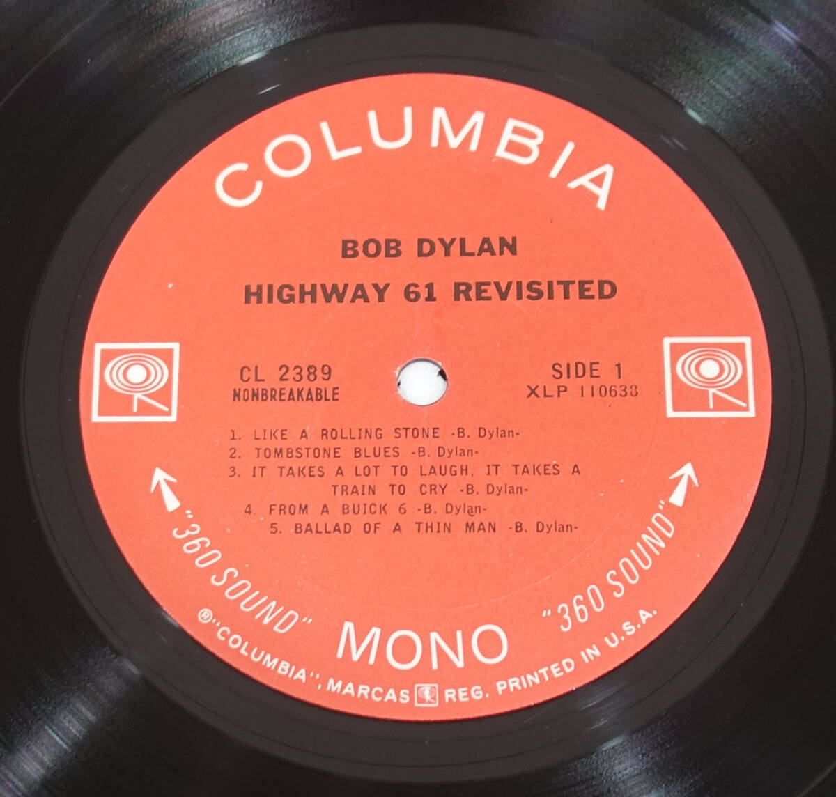 極美盤! US Columbia MONO CL 2389 オリジナル Highway 61 Revisited / Bob Dylan MAT: 1C/1Cの画像7