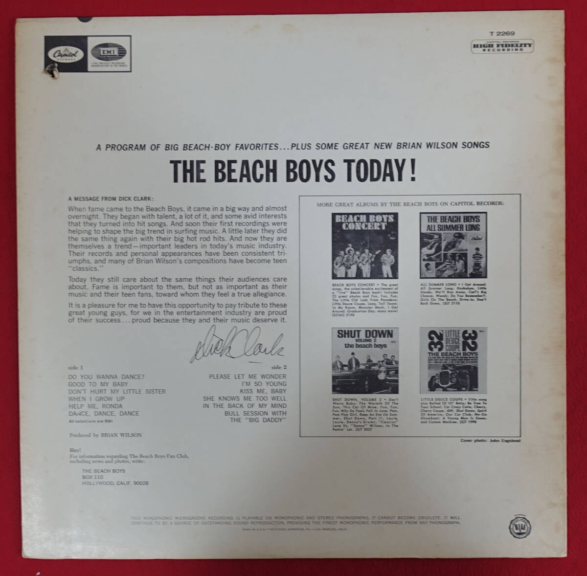 極美! US Capitol MONO T-2269 オリジナル The Beach Boys Today ! / The Beach Boysの画像2