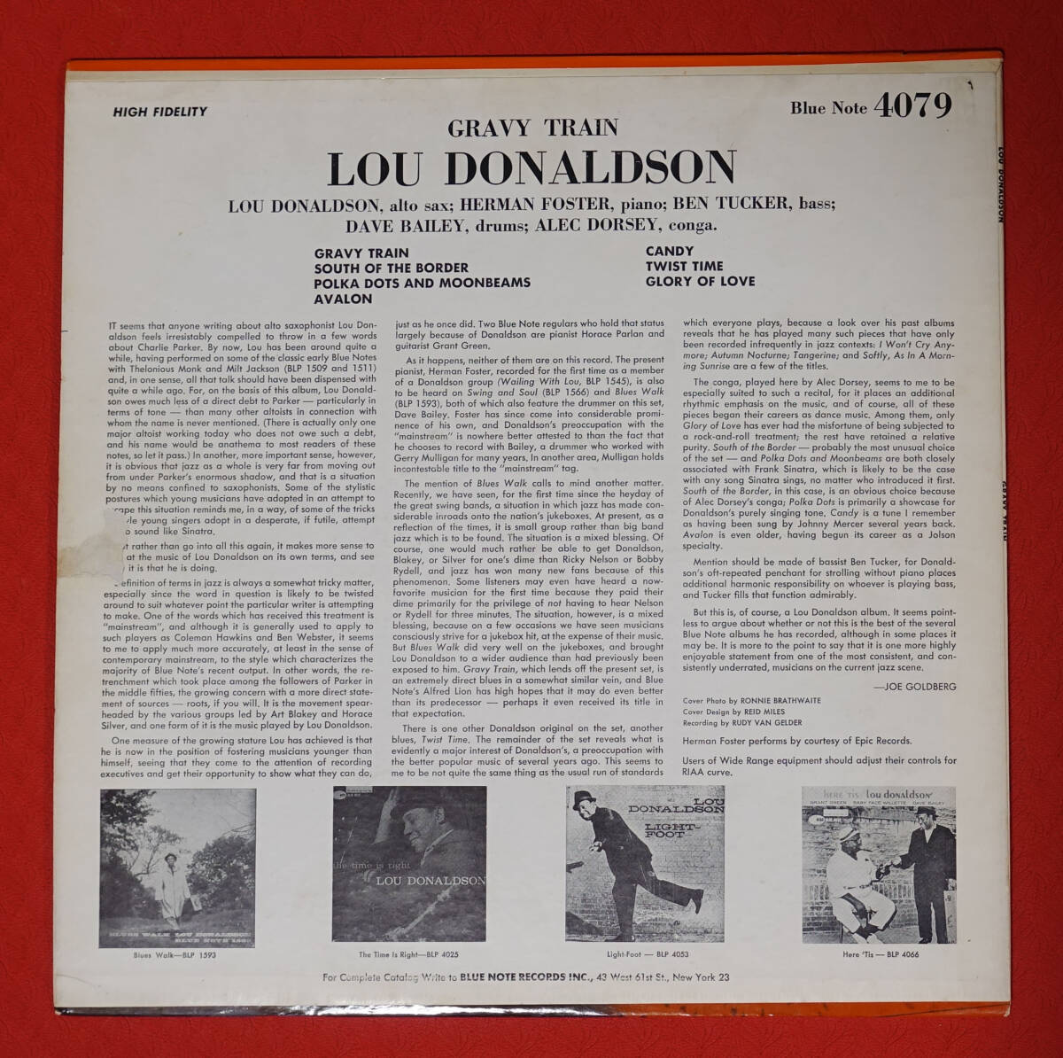 US BLUE NOTE BLP 4079 オリジナル GRAVY TRAIN / Lou Donaldson NYC/RVG/EAR_画像2