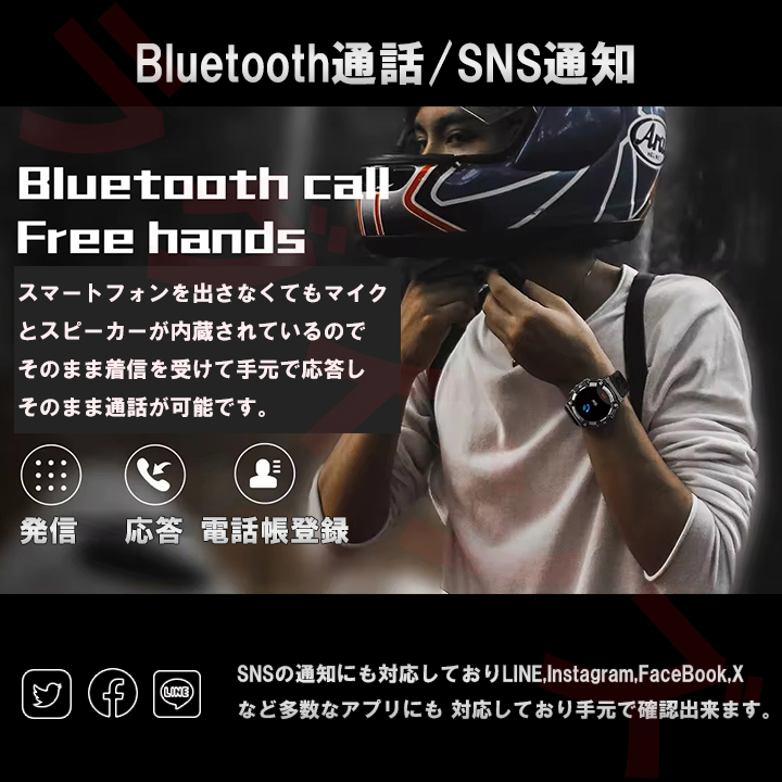 スマートウォッチ 軍用規格 耐衝撃 血圧 心拍数 血中酸素 Bluetooth通話 LINE・メッセージ通知 多種運動モード 音楽再生 1.39　_画像3