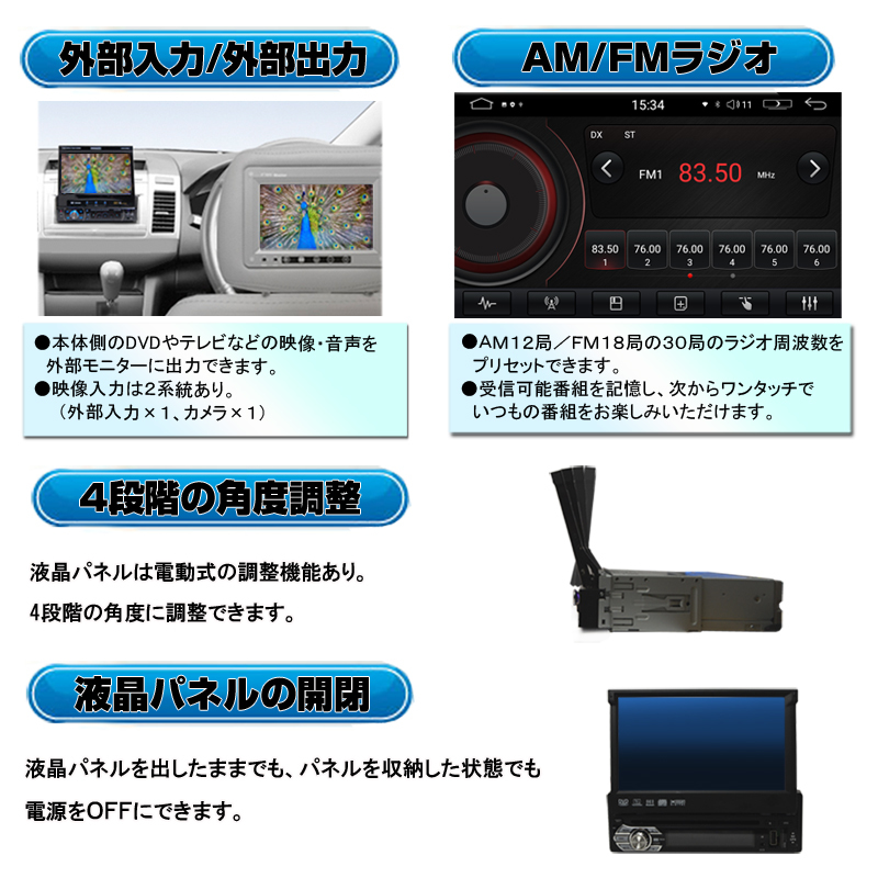 車載 カーナビ 1DIN 7インチDVDプレーヤー＋バックカメラセット　 Android9.0 WiFi 無線接続 [D36C] _画像7