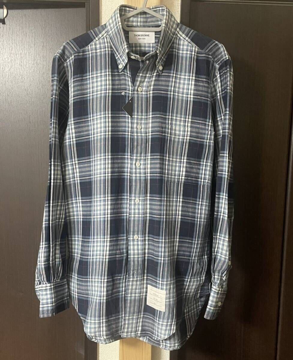 ★1円スタート★売切★美品★ THOM BROWNE トムブラウン チェックボタンダウンシャツ サイズ1_画像3