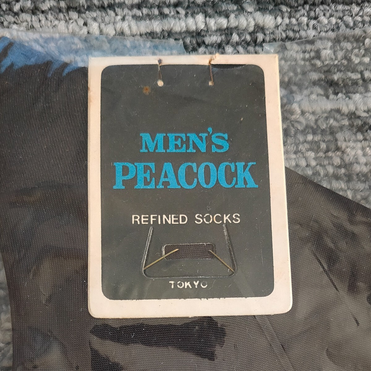 茶 未使用 日本製 Men's PEACOCK シースルー ハイソックス 25㎝ ビジネス 靴下 ドレスソックス レトロ スーツ メンズ ナイロン_画像5