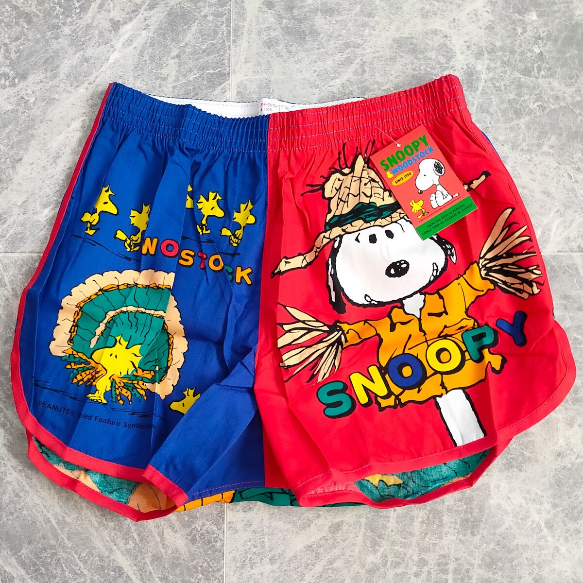 昔の キャラパン SNOOPY スヌーピー 総柄 トランクス M メンズ キャラクター 日本製 レトロ 荻原 下着 アンダーウェア_画像3