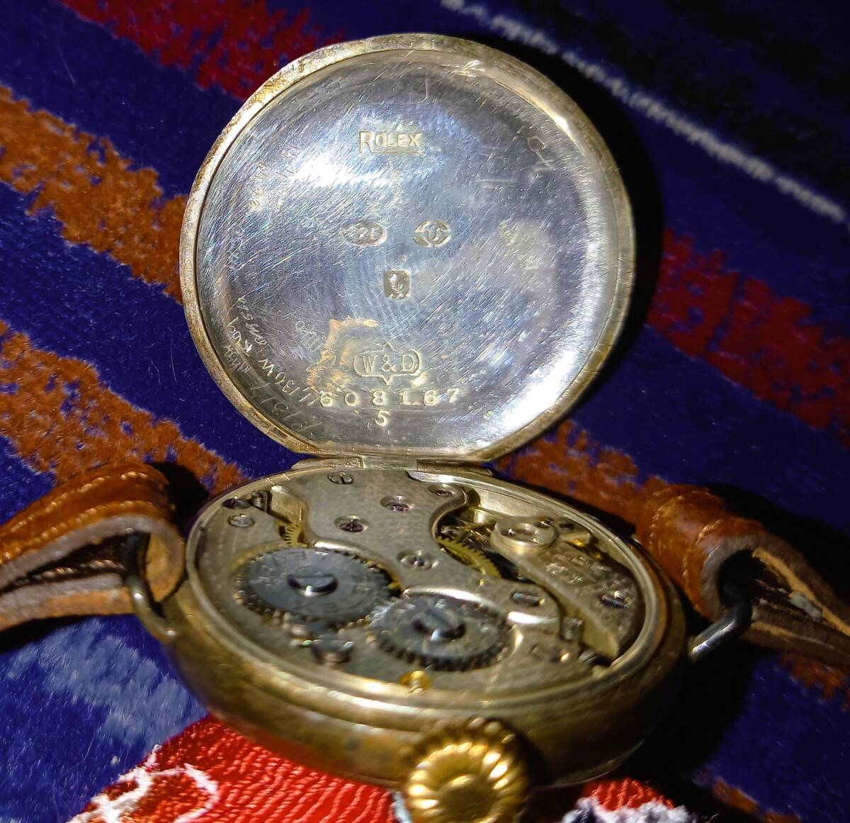 ROLEX low Rex W&D( virus dollar f&tei screw ) old wristwatch.! rare! rare article!100 year close front. thing! operation!