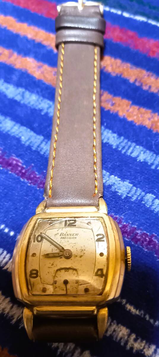 BANNER バナー プレシジョン 手巻き 不動 ジャンク 社外新品ベルト付 ヴィンテージ腕時計の画像9