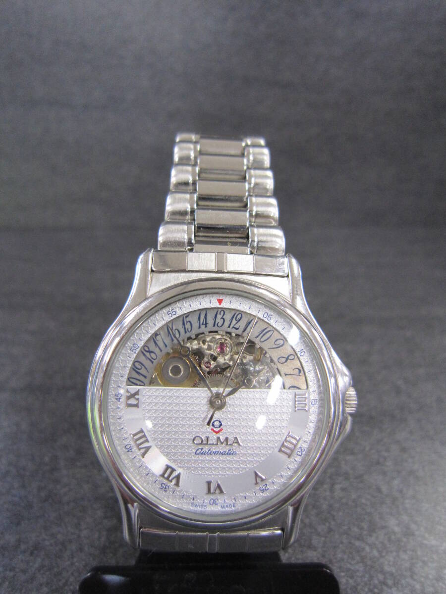☆オルマ デイト スケルトン 自動巻き メンズ 腕時計 OLMA 稼働品 2824.047.60 スイス製_画像1