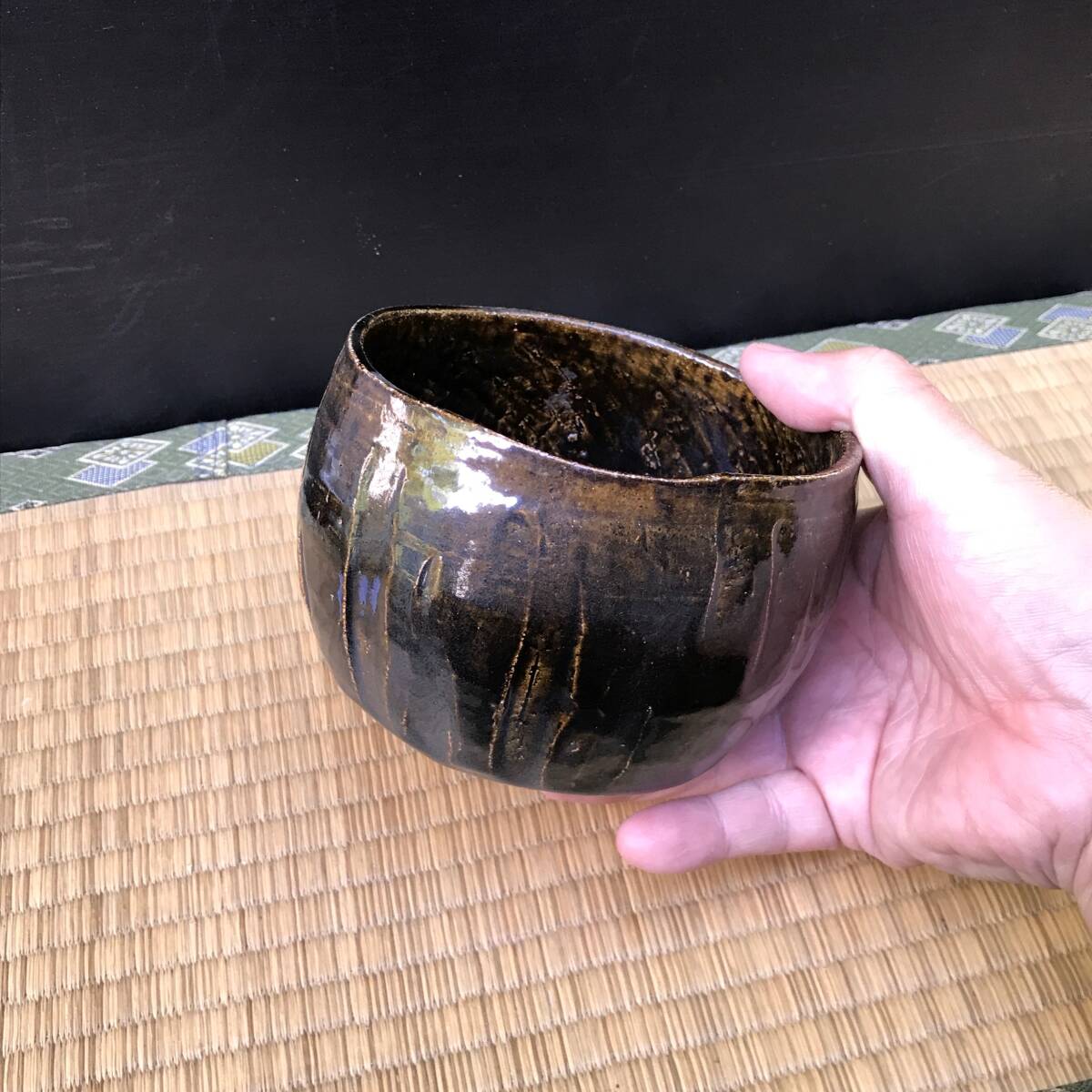 黒楽のお茶碗、出口王仁三郎銘印？茶器　茶入　茶わん　小鉢　杯　珍味入れ（R60510_B）_画像9