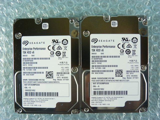 1PVY // 2個セット SEAGATE ST300MP0006 300GB 2.5インチ SAS HDD 12Gb 15K(15000)rpm 15mm /10602221952//Fujitsu PRIMERGY RX2530 M4取外_画像8