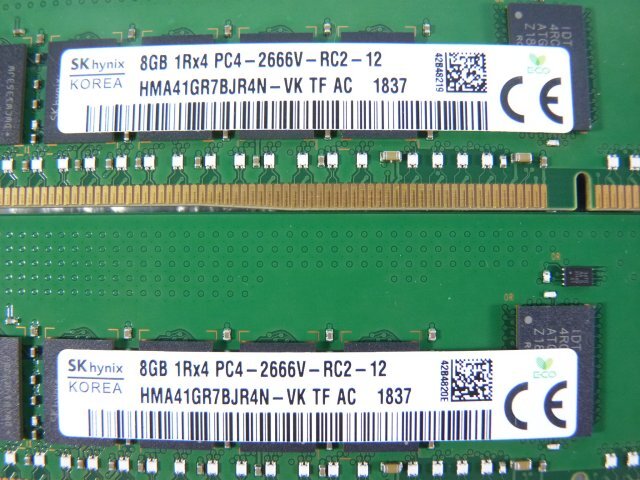 1PWA //8GB 2枚セット計16GB DDR4 21300 PC4-2666V-RC2 Registered RDIMM 1Rx4 HMA41GR7BJR4N-VK S26361-F4026-L208/Fujitsu RX2530 M4取外_画像2