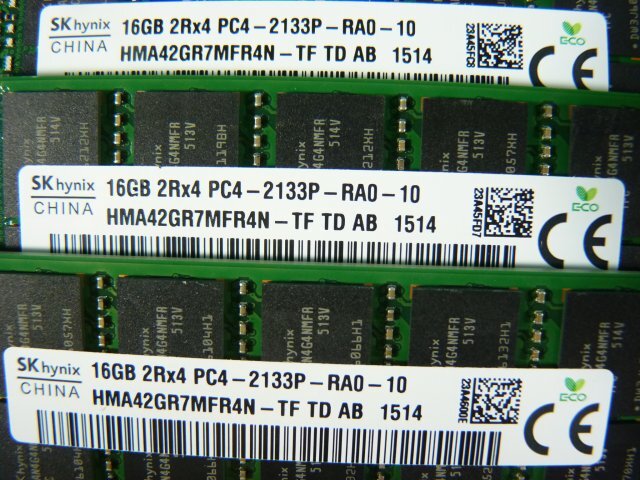 1PXL // 16GB 12枚セット 計192GB DDR4 17000 PC4-2133P-RA0 Registered RDIMM 2Rx4 HMA42GR7MFR4N-TF // Dell PowerEdge R730 取外_画像3