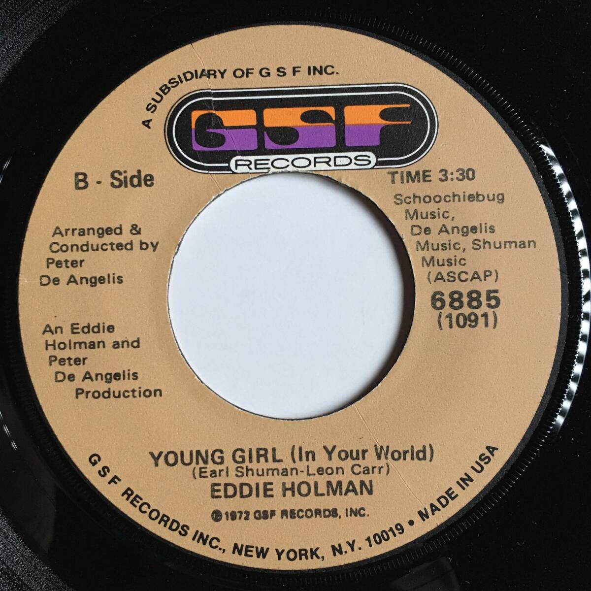 SOUL 45 ● EDDIE HOLMAN ● I'LL CALL YOU JOY / YOUNG GIRL (IN YOUR WORLD) [GSF RECORDS]　_画像2