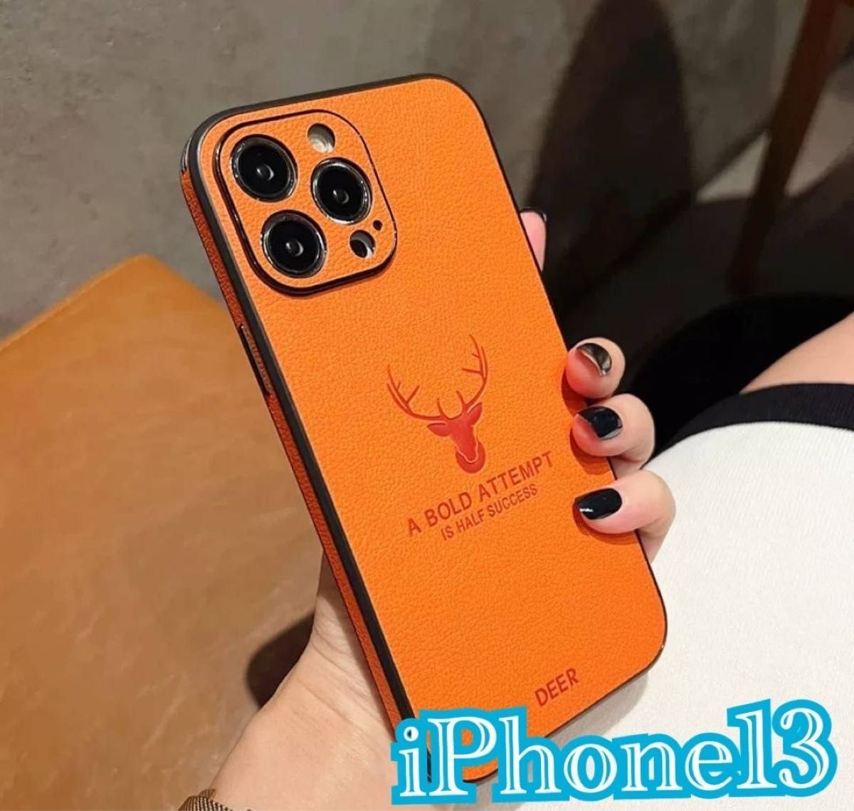 スマホケース iPhone13 iPhone15 耐衝撃 TPU オレンジ 鹿 ハードケース 韓国