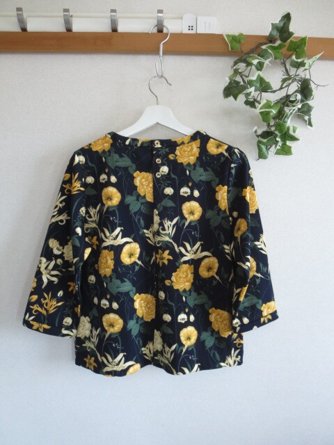 * free shipping *PART2 JUNKO SHIMADA Junko Shimada navy floral print 7 minute sleeve easy pull over LL size 