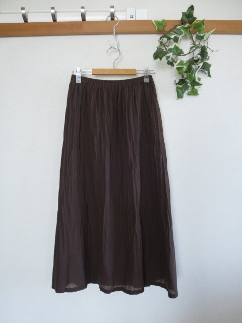 * free shipping *VINVERT SANYO three . association Brown waist rubber pechi coat attaching pleat processing skirt 11 number 