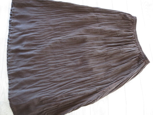 * free shipping *VINVERT SANYO three . association Brown waist rubber pechi coat attaching pleat processing skirt 11 number 