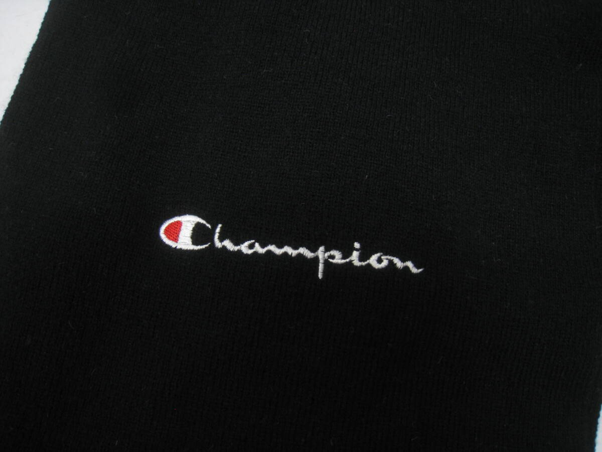 Champion チャンピオン フリンジ マフラー 刺繍ロゴ 黒 ブラック_画像2