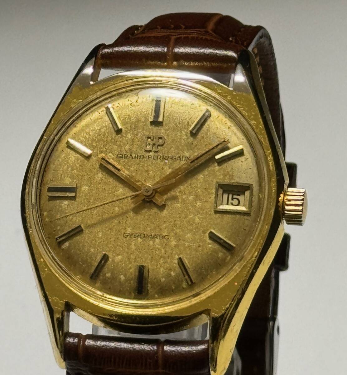 【ジャンク品】Girard Perregaux GYROMATIC ジラールペルゴ ジャイロマチック 39石 AT ゴールド文字盤 デイト メンズ腕時計の画像1