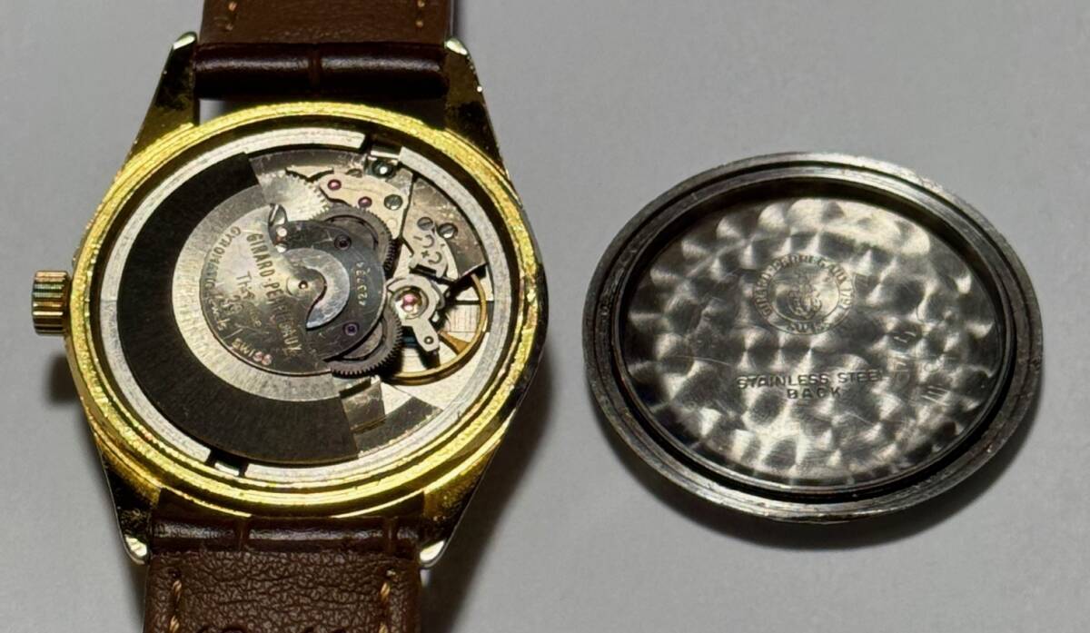 【ジャンク品】Girard Perregaux GYROMATIC ジラールペルゴ ジャイロマチック 39石 AT ゴールド文字盤 デイト メンズ腕時計の画像9