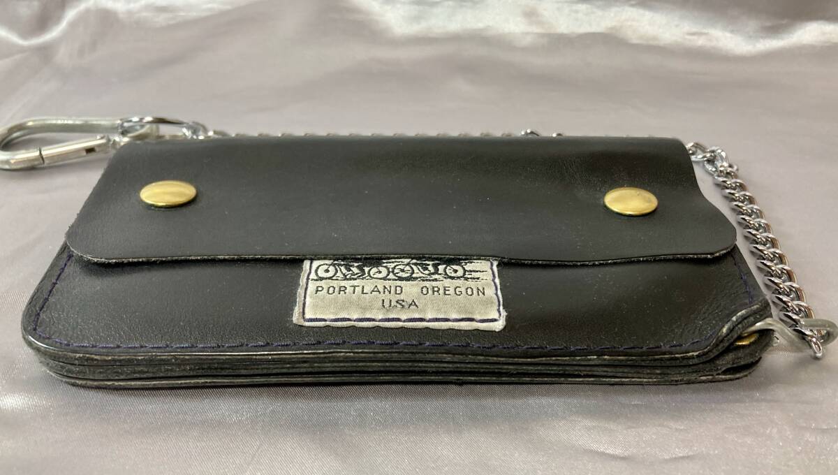 希少 良品 Langlitz Leathers ラングリッツレザーズ. レザーウォレット 牛革. ブラック 黒 USA製 長財布 検 アイダホレザー バイカー_画像5