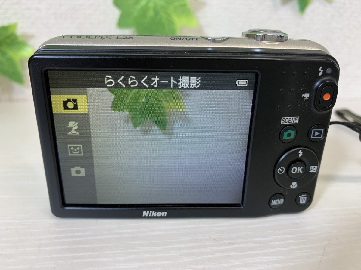 4182-02★動作確認済★Nikon/ニコン コンパクト デジタルカメラ COOLPIX L28クールピクス 単三電池式 シルバー SDカード4GB★_画像3