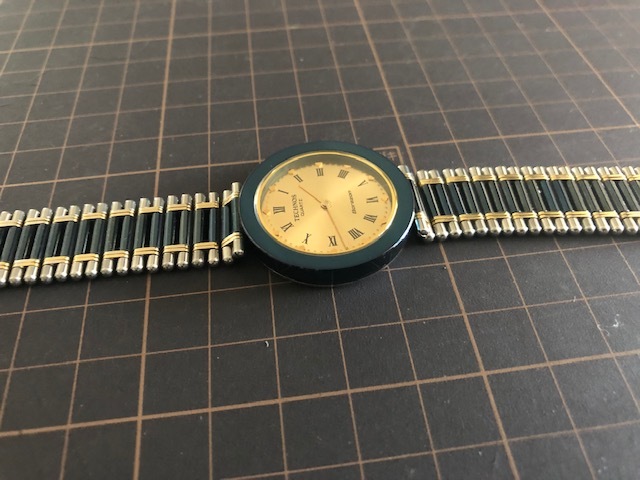 KK375 с футляром хорошая вещь редкостный редкость Vintage TECHNOS/ Tecnos BorazonbolazonSWISS комбинированный × голубой цвет оригинальный breath кварц наручные часы 