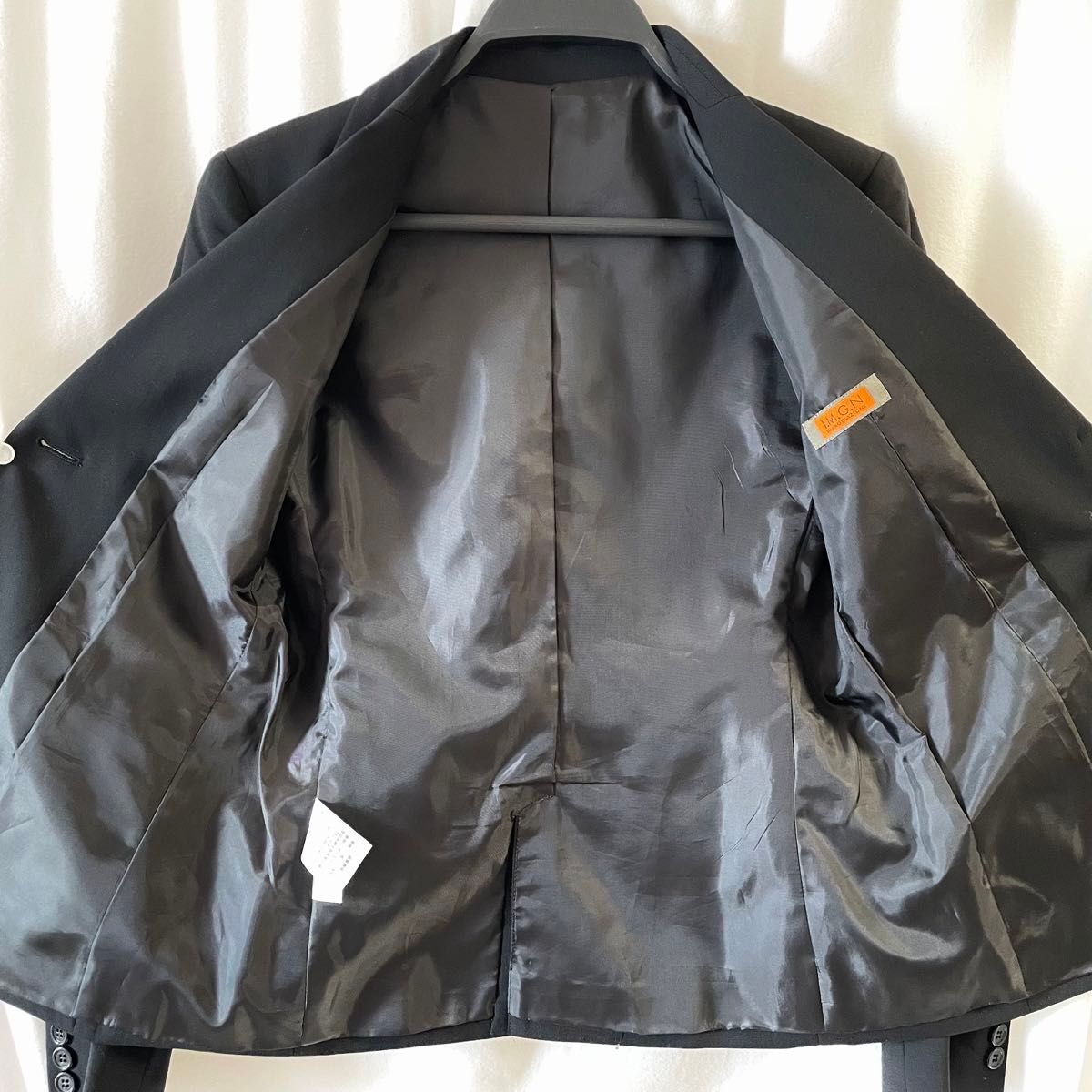 洋服の青山 2ボタン ジャケット 毛 ウール100% 黒 ブラック 9号 洋服の青山 2ボタン ジャケット 毛 ウール100% 黒 ブラック 9号