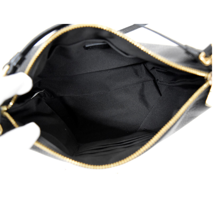  как новый Furla 2WAY сумка сумка на плечо кожа женский черный × Gold металлические принадлежности FURLA