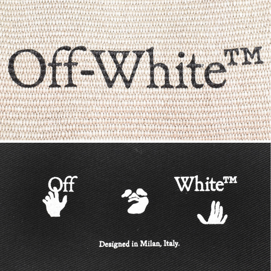 オフホワイト コマーシャル ロゴ プリント トートバッグ ショルダーバッグ ストロー ベージュ ブラック Off-White_画像9