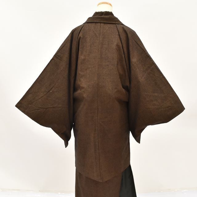 1 jpy ensemble men's pongee tea color 4 point set length 139cm including in a package un- possible [kimonomtfuji] 5nfuji44288